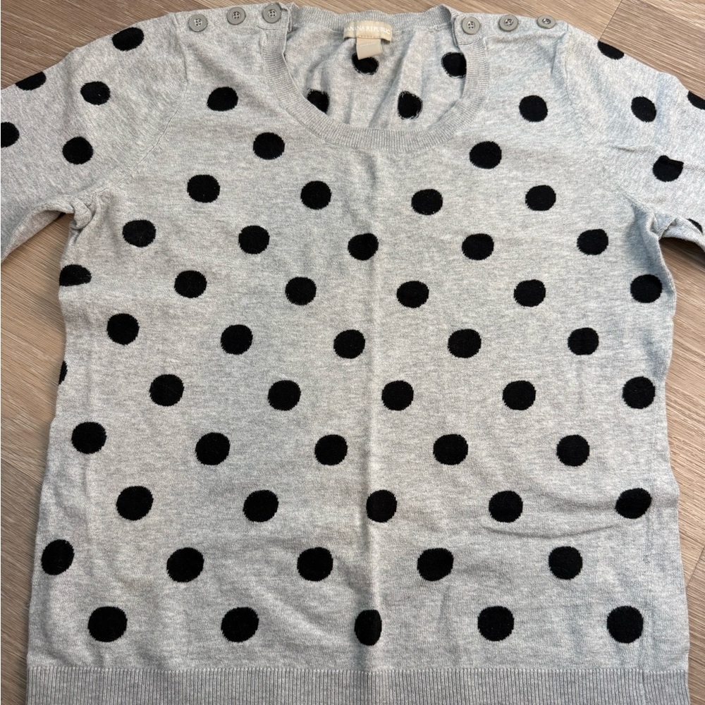 Banana Republic Gray and Black Polka Dot Sweater